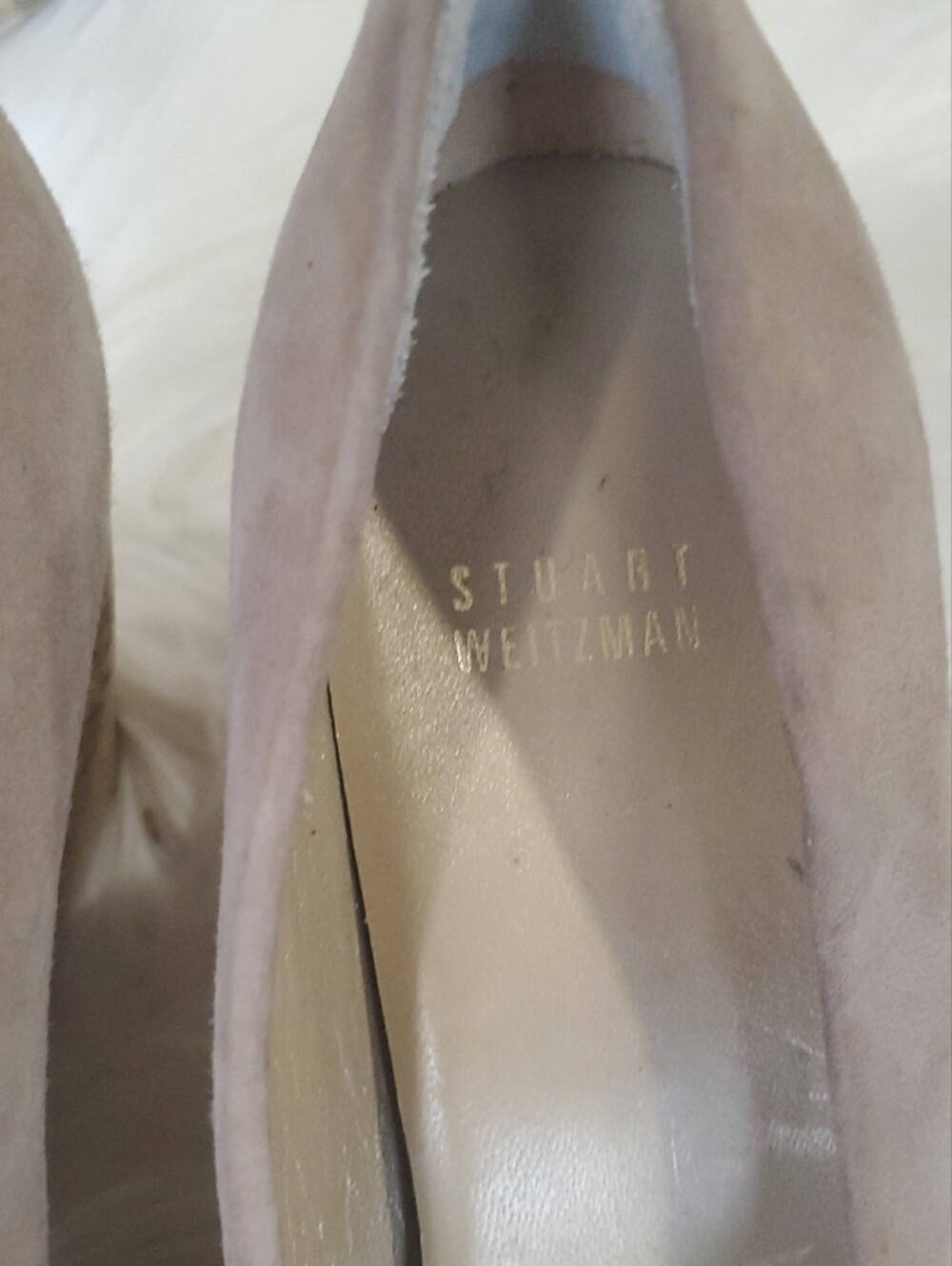 Stuart Weitzman Taupe Suede Cork Wedge Pumps Open Toe Size 9.5 - Picture 6 of 13